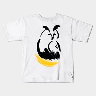 Brush Painted Owl #2 Kids T-Shirt